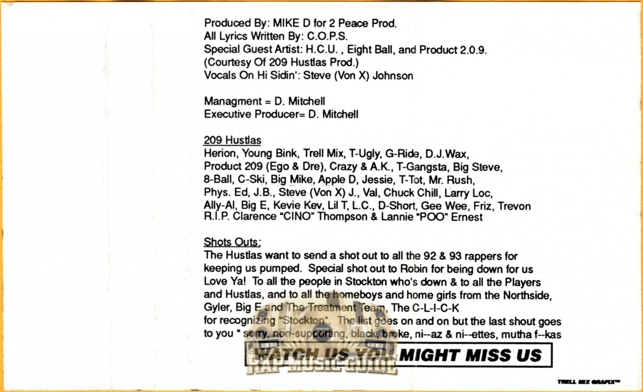 C.O.P.S. - Kill'em: Bootleg. Cassette Tape | Rap Music Guide